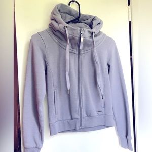 MONDETTA | Warm Zip Up Crop Hoodie | Lilac | XS